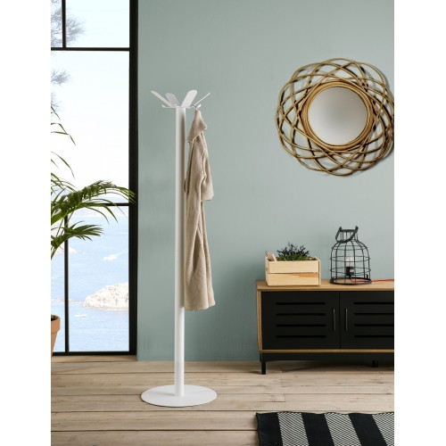 Metal Free Standing Coat Rack Stand, Hall Tree with 8 Hooks, Coat Hanger  for Entryway, Hallway (White)