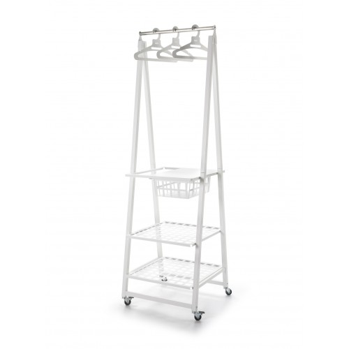 Mueble perchero metálico con ruedas