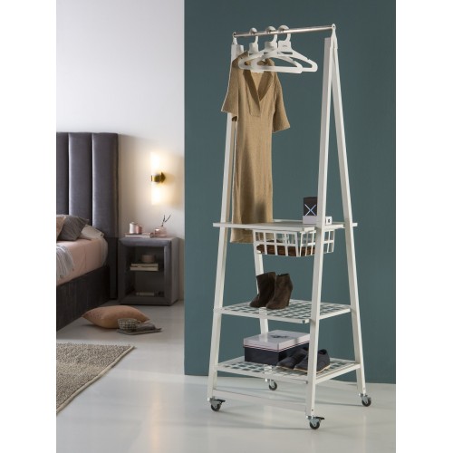 Metal clothes rack on wheels