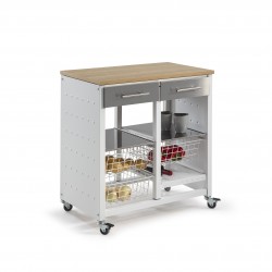 Carrito de cocina BERGEN con encimera olmo, vino y verduras – Don Hierro