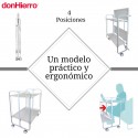 BAUHAUS folding cart with black frame and white shelves showing 4 positions: open, folded, half-open, half-closed