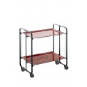 BAUHAUS Folding Bar & Kitchen Cart with black frame and burr elm finish shelves – 2-tier rolling cart