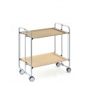 Kitchen Serving Cart with grey frame and beech wood shelves – 2-tier rolling serving cart BAUHAUS