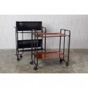 BAUHAUS Folding Bar & Kitchen Carts with black frame black and burr elm finish shelves
