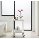 Bathroom cart with two shelves and wheels
