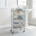 Bathroom storage cart with baskets for towels and skincare products – BEECH grey utility trolley with wheels