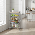 kitchen cart with baskets holding fruits, pasta jars and towels – BEECH grey frame storage trolley