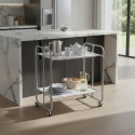 2-tier rolling serving cart with grey steel frame and white shelves, styled in a modern kitchen - BAUHAUS