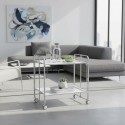 2-tier rolling serving cart with grey steel frame and white shelves, styled in a modern dining room - BAUHAUS