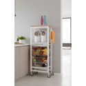 Practical kitchen trolley for everyday use – ONDA ALTO tall cart with drawers, baskets, and a towel rack.