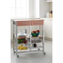 Carro de cocina OSLO en una cocina moderna con vajilla, frutas y vino – diseño europeo elegante