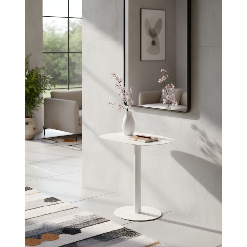 SKANDY white end table in modern entryway
