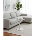 SKANDY white end table in front of couch with coffee and glasses