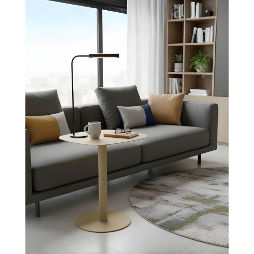 SKANDY sand end table in front of couch with coffee and glasses