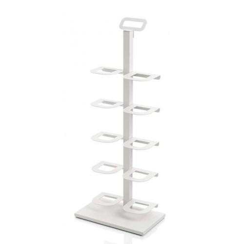 TIDY White 5-Tier Narrow Shoe Rack by DON HIERRO – Metal Organizer for 5 Pairs, Compact & Stylish