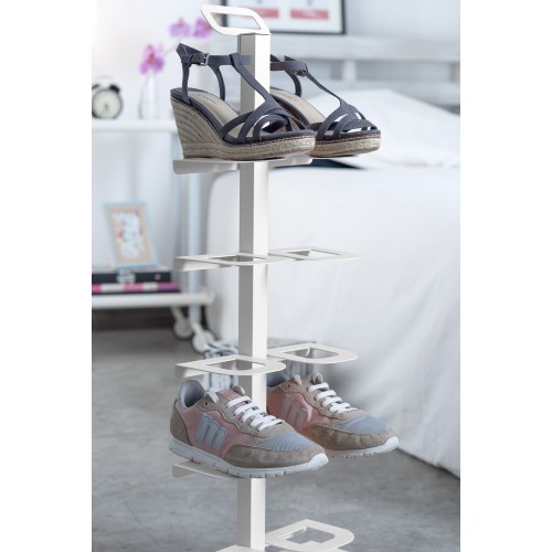 TIDY White Shoe Rack by DON HIERRO in Hallway – Narrow Vertical Metal Organizer for 5 Pairs