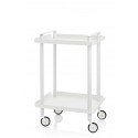 LEKY Bar & Serving Cart with 2 shelves – White steel frame on wheels