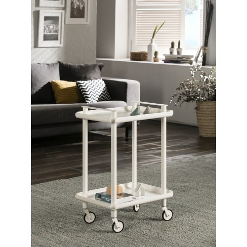 LEKY Bar & Serving Cart used as storage cart with books in living room